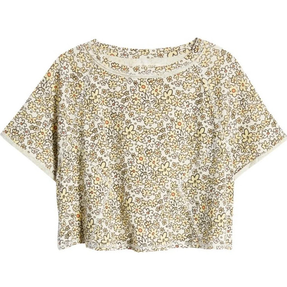 NWT We the Free (Free People) Sammie Crop Cotton Raglan Floral Tee Size Small - Picture 6 of 16